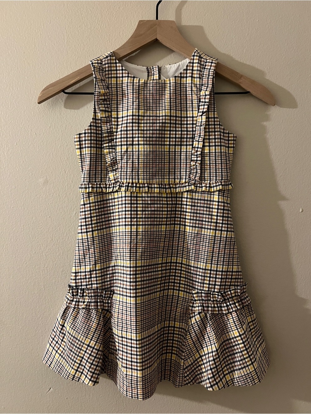 Janie and Jack Yellow Plaid Ruffle Trim Dress